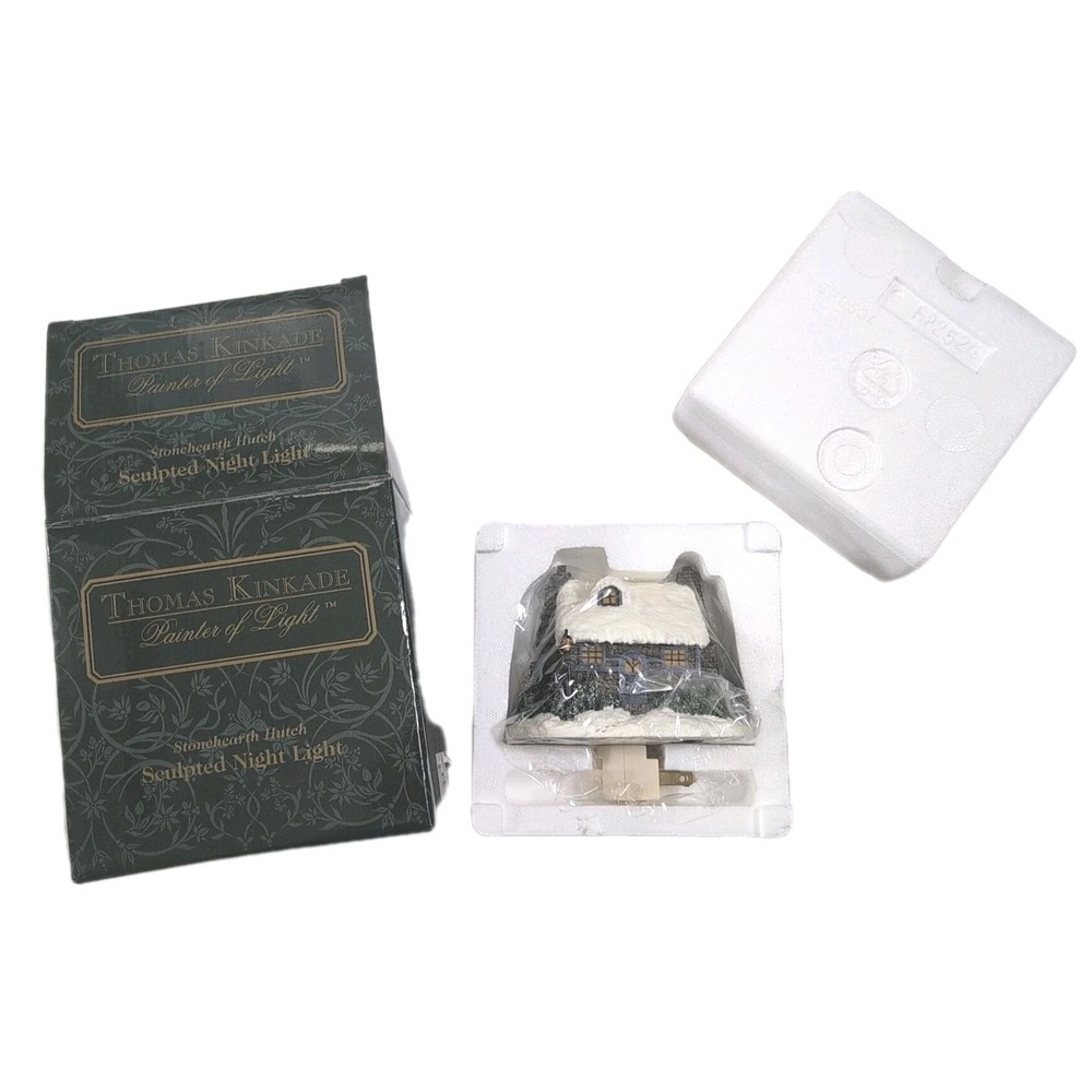 Thomas Kinkade Snowy Cottage STONEHEARTH HUTCH Sculpted Night Light - New